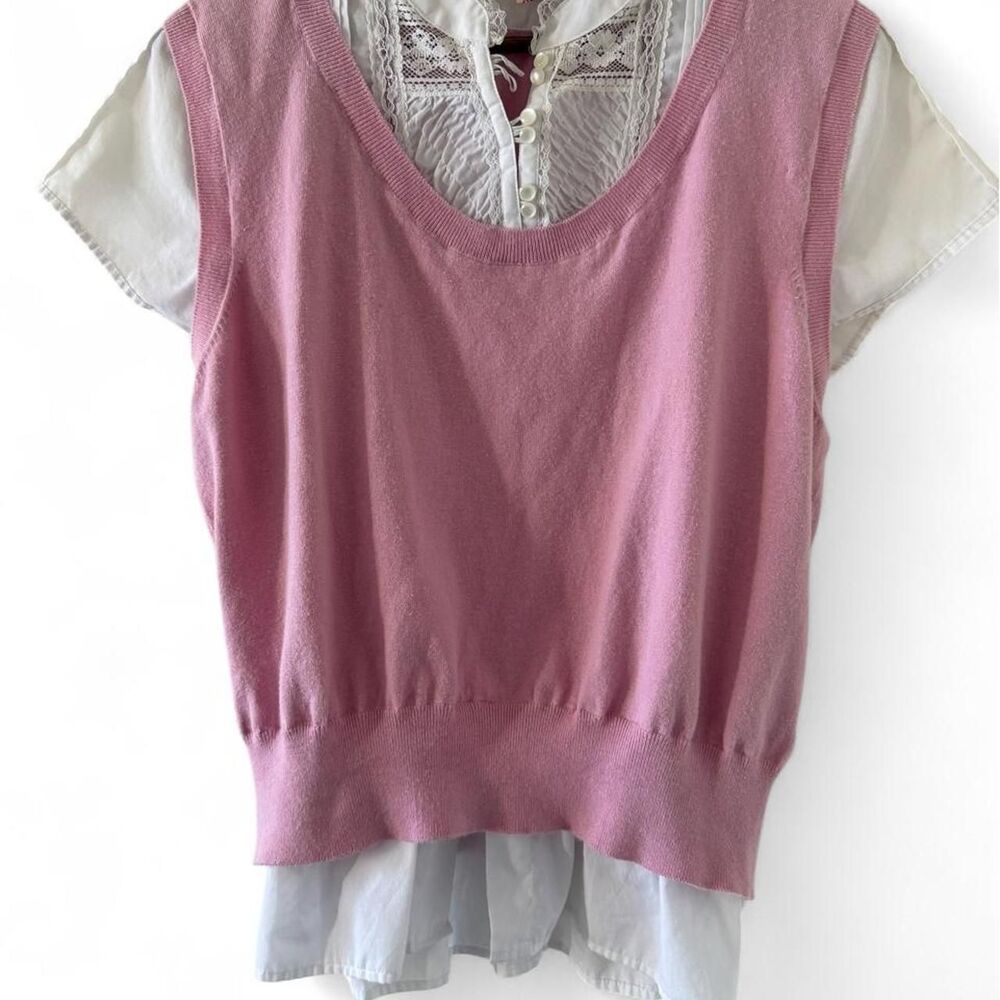 Faded-glory Women's Pink and White Blouse